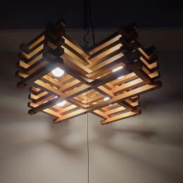 ヤマギワ【yamagiwa】木製シェード4灯ペンダントライト ヴィンテージ ジャパニーズモダン